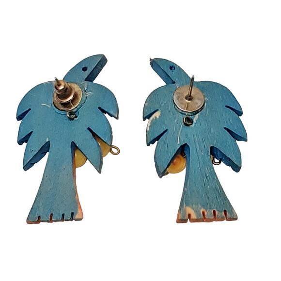 Lemon Tree Pierced Dangle Earrings Wood 2" - Picture 3 of 4